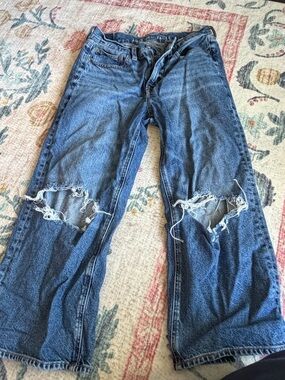 AE 90’s Wide Leg Crop Distressed Jeans